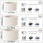 90L Large Blanket Basket,21.7"L x 21.7"W x 13.8"H Rope Woven Baskets with Handles, Toys Storage Bins,Laundry Basket Perfect for Living Room, Nursery,Bedroom,Home Organization,White