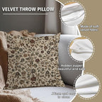 YOU FOUND ME William Morris Abstract Vintage Floral Velvet Design Throw Pillow Covers Home Decor, Retro Art Decor Pillowcase Cushion Cover for Bed Sofa Living Room, Square 18x18inch (Beige-Floral)