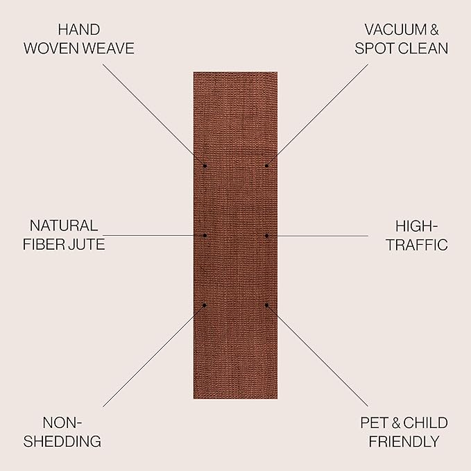 JONATHAN Y Pata Hand Woven Chunky Jute Terracotta Runner Rug, 2x8, Bohemian, Rustic, Cottage, Easy-Cleaning for Living Room, Bedroom, Kitchen, Non-Shedding (NRF102F-28)