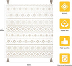 MACEVIA Flannel Boho Blanket for Couch, Country Western Aztec Blanket for Home Decor, Southwestern Throw Blankets with Tassel, Soft Cozy Printed Bohemian Blankets for Bed (Boho Beige02, 50x60inches)