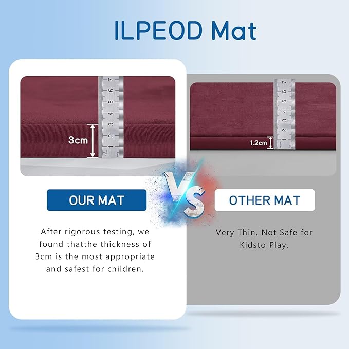 Baby Play Mat for Floor Nursery Muscle Mat Area Rug Playroom Rug 50"x50" Memory Foam 1.3" Thick Crawling Mat for Babies,Toddlers, Infants,Kids (Burgundy)