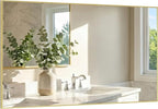 55"x30" Gold Bathroom Mirror for Vanity, Metal Framed Large Wall Mirror, Oversized Horizontal/Vertical Rectangular Mirror Over Sink, Modern Luxe Decor