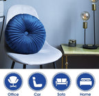Namalu 2 Pcs Round Throw Pillow 13.8 Inch Decorative Round Velvet Floor Pillows Pumpkin Throw Pillows with Center Button for Thanksgiving Home Decor Living Room Sofa Couch Bed Chair (Navy Blue)