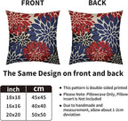 4th of July Pillow Covers 18X18 Inch Set of 2, Blue Red Black Modern Dahlia Floral Print Holiday Decorative Throw Pillow Covers Outdoor Farmhouse Cushion Case for Couch Sofa Bed Decor
