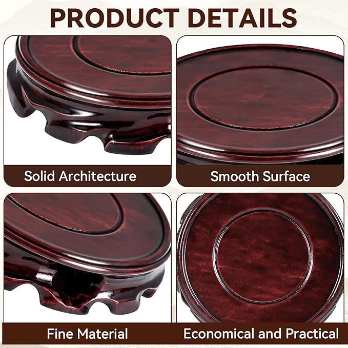 Yoiemivy 2 Pack Wooden Plant Stand for Table Wood Riser for Decor Small Vase Stand Chinese Planter Stands for Display Statue Oriental Style Indoor Plant Pot Pedestal Stand (4.5 Inch)