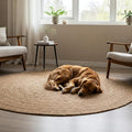 Premium Round Jute Rug 4ft - Handwoven 4 Foot Braided Ratan Rug for Living Room, Kitchen, Entryway & Bedroom | Natural Boho Decor