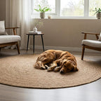 Premium Round Jute Rug 4ft - Handwoven 4 Foot Braided Ratan Rug for Living Room, Kitchen, Entryway & Bedroom | Natural Boho Decor