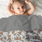 Mink Baby Boy Girl Blankets Boho Highland Cow Cactus, Gray Western Cowboy Soft Double Layer Dotted Backing Receiving Swaddle, Newborn Infant Toddler Nursery Crib Bedding Shower Gift 30" x 40"