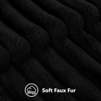decorUhome Cozy Faux Fur Throw Pillow Covers 20x20 Set of 2 Decorative Soft Plush Striped Modern Farmhouse Boho Couch Pillow Cases with Velvet Back for Sofa Bed Living Room, Black