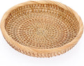 Hipiwe Small Woven Wicker Basket - 7.6" Round Entryway Organizer for Keys, Wallet, Cell Phone & Snacks
