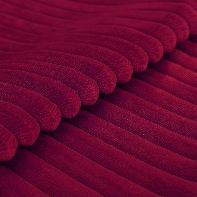 Simmore Decorative Throw Pillow Covers 20x20 Set of 2, Soft Natural Plush Flannel Double-Sided Fluffy Couch Pillow Covers for Sofa Living Room, Burgundy
