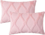 decorUhome Spring Throw Pillow Covers 12x20 Inch Set of 2, Soft Plush Faux Fur Wool Lumbar Light Pink Accent Couch Pillow Covers for Modern Farmhouse Bed Sofa Living Room