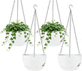 Set of 4-8 Inch Self Watering Hanging Planters for Indoor Outdoor，Hanging Plant Pots with Drainage & Removable Tray, Hanging Pots Holder for Ivy, Pothos, Ferns, Balcony & Patio, White