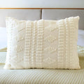Tufted Pillow Shams King Ivory Set of 2 Boho Pillowcases Shabby Chic Decorative Textured Poms Cream Diamonds Moroccan Embroidery Farmhouse 20x36
