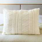 Tufted Pillow Shams Standard Ivory Set of 2 Boho Pillowcases Shabby Chic Decorative Textured Poms Cream Diamonds Moroccan Embroidery Farmhouse 20x26
