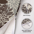 Dark Brown Grey Gray Pillow Covers 16X16 Inch Set of 2, Dahlia Flower Spring Summer Floral Cream Decorative Throw Pillow Covers Outdoor Modern Farmhouse Cushion Case for Home Couch Sofa Bed Decor