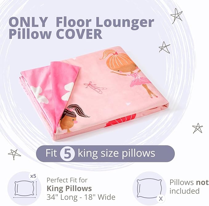 Butterfly Craze Floor Pillow Case - Transforms into Floor Bed & Sleep Mat - Ground Seating & Studio Apartment Essentials - Portable Guest Bed & Folding Mattress Alternative - King, Black/White