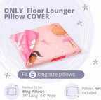 Butterfly Craze Floor Pillow Case - Transforms into Floor Bed & Sleep Mat - Ground Seating & Studio Apartment Essentials - Portable Guest Bed & Folding Mattress Alternative - King, Black/White