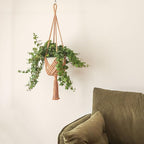 Hanging Planter with Patterns,2Packs Macrame Plant Hangers Indoor Macrame for up to 8 inch Pot Crochet Boho Plant Hanger Holder for Indoor Outdoor with 2S Shaped Stainless Steel Hooks (Caramel)