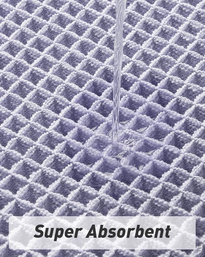 Upgraded Waffle Runner Rug Super Absorbent Non Slip Bath Mats for Bathroom Machine Washable Bathroom Runner Rug with Tassels, Ideal for Hallway Bedroom Laundry Room, 2' x 5' (24" x 60"), Purple