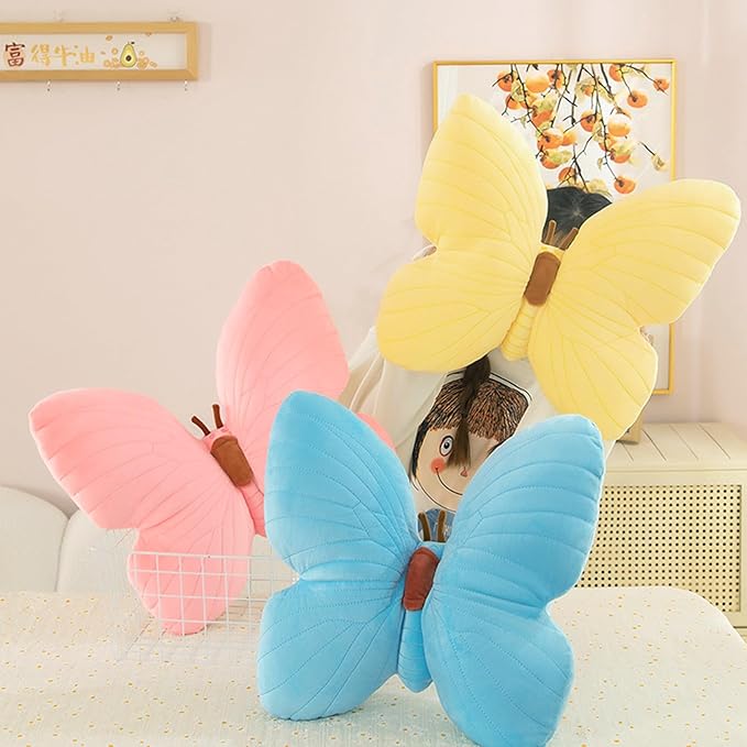 PEACH CAT Butterfly Pillow Decorative Butterfly Shaped Throw Pillows 15.7" x 15.7" Cute Plush Cushion Decor for Bedroom Living Room Sofa Couch Yellow