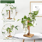 Plant Terrarium Propagation Stations with Wooden Stand, Glass Vase for Indoor Hydroponics Home Garden Office Decoration Gift for Women - 4 Love Bulb Vase