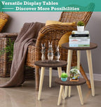 10IN Tall Plant Stand Holder for Indoor Planters, Mid Century Small Round Wood Table for Living Room Corner Floor