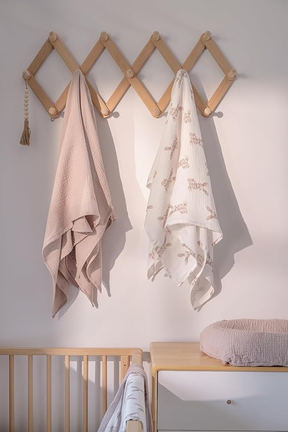 Little Jump 2-Pack Cotton Muslin Swaddle Blankets for Baby Boys Girls - Boho Baby Blanket for Boys & Girls- Large 47 x 47 inches Receiving Blanket Neutral (Bunny)
