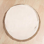 Fluffy Round Ottoman Pouf with All-in-One Foam Filling 20" x 14" Furry Ottoman Foot Rest Foot Stool for Living Room or Bedroom (Light Coffee)