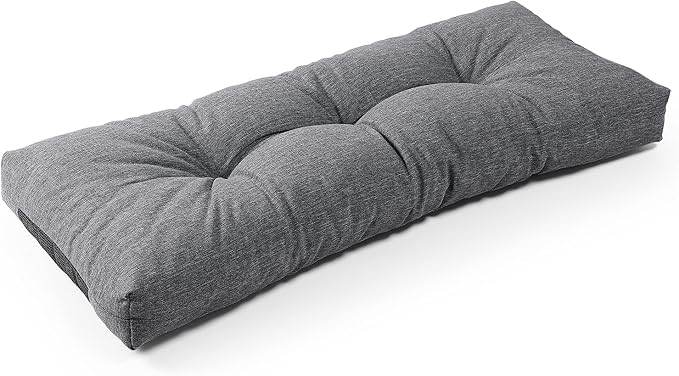 SUNROX LokGrip Non Slip Tufted Memory Foam Bench Cushion, FadeShield Water Resistant Durable Thicken Outdoor/Indoor Bench Seat Pads 42x16x4 inch, Heather Charcoal