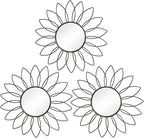 3 Pack Metal Mirrors for Wall Sunburst Wall Mirrors Home Décor Decorative Hanging Wall Art for Living Room Bedroom Entryway (Black2, Flowers)