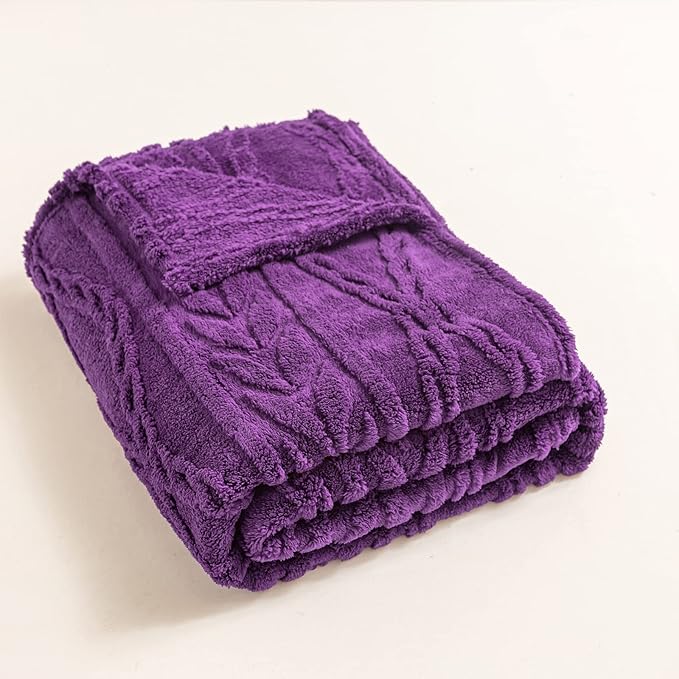 YUSOKI Twin XL Blanket Single Layer,Weight(3.1lb),370GMS-3D Stylish Design for Gift Home Decor (Purple,65"x90")
