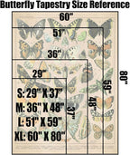 Vintage Butterfly Tapestry 48” x 36”, Long Vertical Wall Hanging Reference Illustrative Papillons Tapestries for Bedroom Aesthetic Butterfly Tapistry Cute Vertical Tapestry Wall Hanging Bedroom Decor