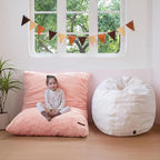 MAXYOYO 3 in 1 Kids Bean Bag Chair Bed, Child Floor Sofa for Gaming, Reading, Faux Fur Floor Mattress with High-Density Foam Filling for Living Room Bedroom