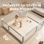 Baby Play Mat 50x50 Inches,1.3" Thick Padded Waterproof Floor Cushion & Playpen Mat with Vegan Leather,Non-Slip & Non-Toxic Nursery Rug for Infants, Toddlers & Kids(Beige)