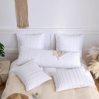 Body Pillow Shams 1 Pack, Body Size Pillowcases, Soft Microfiber Geometric Striped Boho Pillow Covers with Envelope Closure, White, 20x54 Inches (No Insert)