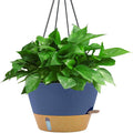 ZMTECH 12 Inch Hanging Planters for Indoor Plants, Large Blue Self Watering Hanging Planter with Visible Water Level & Heavy Duty Chain, Modern Flower Pots for Outdoor Patio Decor