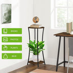 YINMIT Plant Stand Indoor,2 Tier Round Potted Holder Rack,Flower Pot Stand Shelf,Round Supports Rack,Corner Plant Shelf for Balcony Garden Patio Living Room,Brown