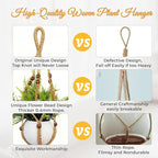 35 Inch Macrame Plant Hanger, Large for up to 15 Inch Pot Extra Long Hanging Planter Holder Basket with Wood Beads for Indoor Outdoor Home Decor (Brown, 2-Pack)