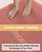 AMOAMI Upgraded Waffle Runner Rug Super Absorbent Non Slip Bath Mats for Bathroom Machine Washable Bathroom Runner Rug with Tassels, Ideal for Hallway Bedroom Laundry Room, Coral, 2'x 6'(24" x 72")
