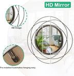 Wall Mirror Mounted Small Round Decorative Mirrors, Circle Metal Art Mirror Home for Bathroom Vanity, Living Room or Bedroom 16”