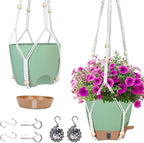 Hanging Planter for Indoor Plants 8 Inch, 2 Pack Self Watering Hanging Baskets for Plants, Hanging Flower Pots with Drainage Hole & 2 Kinds of Plant Hangers for Garden Home Decor (Green, 8 inch)