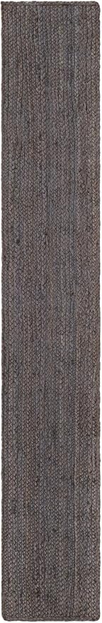 Unique Loom Braided Jute Collection Area Rug - Dhaka (1' 2" x 8' Table Runner, Gray)
