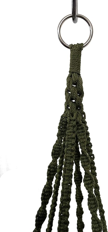 Plant Hanger Macrame Cotton 6 Legs 51 Inches in Tan and Green Color for Indoor Outdoor, Living Room, Kitchen, Deck, Patio, High and Low Ceiling with Size of 10-12 inches Without THE Pot (Dark Green)