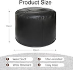Unstuffed Ottoman Pouf Cover 20 X 15 Inch, Round Pu Leather Foot Stool, Floor Bean Bag(No Filler), Foot Rest with Storage for Living Room/Bedroom/Office, Black