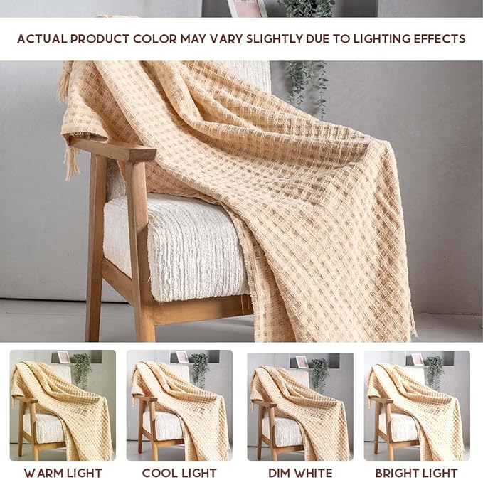 Folkulture Christmas Throw Blanket | (60 x 50) Boho Chunky Knit Blanket for Bed, Couch |Chenille White Thick, Ultra Soft, Plush, Lightweight, Throw Blanket for Sofa with Machine Wash | Ivory Wrap