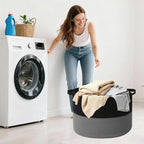 115L Large Blanket Basket,23.6"L x 23.6"W x 15.7"H Rope Woven Baskets with Handles, Toys Storage Bins,Laundry Basket Perfect for Living Room, Nursery,Bedroom,Home Organization,Black&Dark Grey