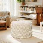 Round Pouf Ottoman 20 x 20 x 14 Inches Boho Poof Home Decor Floor Pouffe Ottoman Foot Rest for Couch Sofa Bean Bag Chairs Living Room Bedroom (Linen)