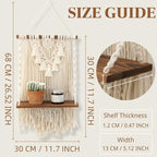 ANROYE Single Tier Macrame Boho Wall Hanging Shelf, Handmade Bohemian Wooden Woven Plants Floating Shelves Decor, Mini Chic Organizer for Bathroom Bedroom Western Home Nursery Storage Gift