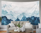 EMMTEEY Tapestry Wall Hanging, Tapestries Décor Living Room Bedroom for Home Inhouse by Printed 92.5X70.9 Inches for Blue Mountains Fading in Distance Perspective Watercolor Painting Paper